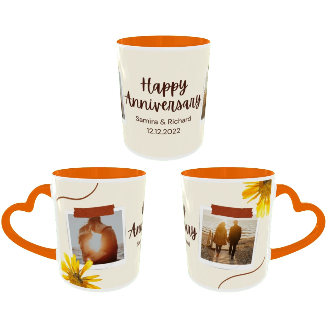 Customized Coffee Mugs For Couple in Orange ( anniversary )