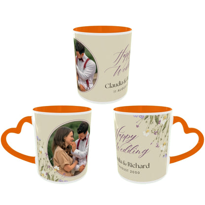 Customized Coffee Mugs in Orange ( Wedding Gift For Couple )