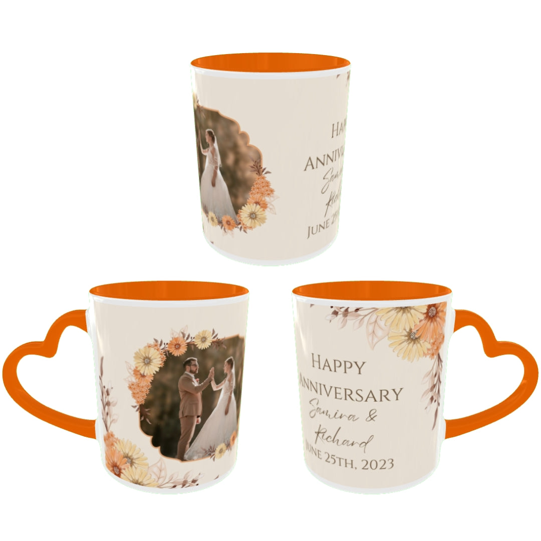 Customized Coffee Mugs For Couple in Orange ( anniversary )