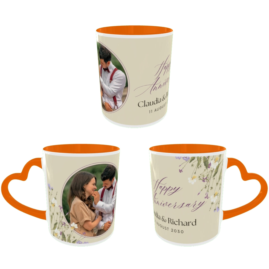 Customized Coffee Mugs For Couple in Orange ( anniversary )
