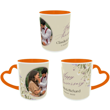 Customized Coffee Mugs For Couple in Orange ( anniversary )