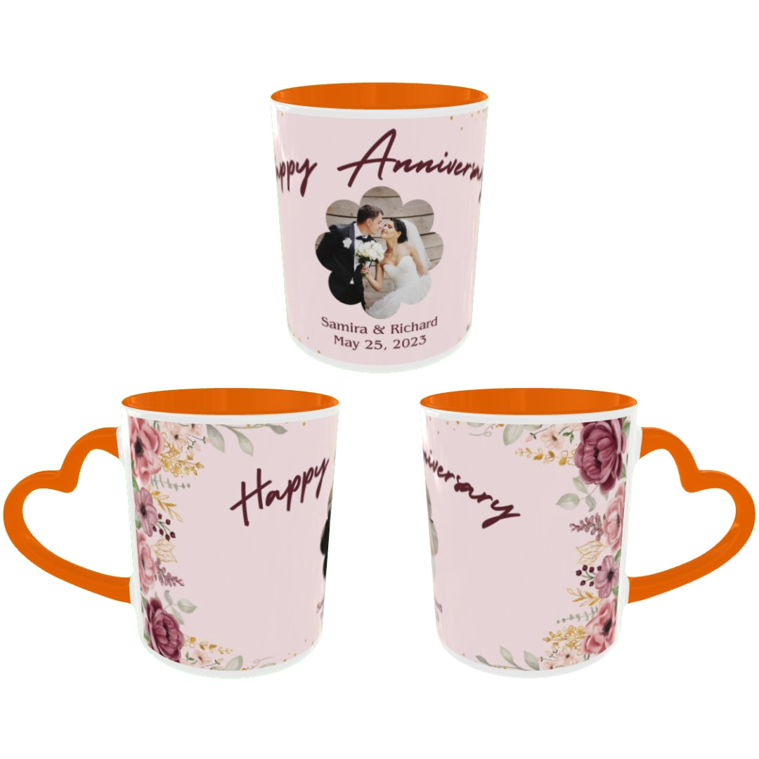 Customized Coffee Mugs For Couple in Orange ( anniversary )