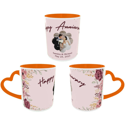 Customized Coffee Mugs For Couple in Orange ( anniversary )