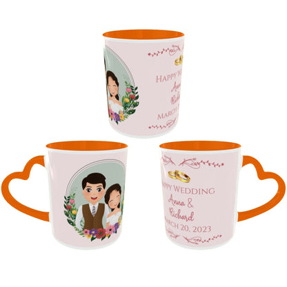 Customized Coffee Mugs in Orange ( Wedding Gift For Couple )