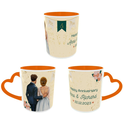 Customized Coffee Mugs For Couple in Orange ( anniversary )