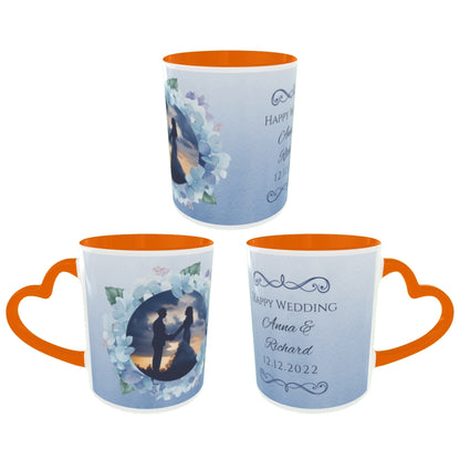 Customized Coffee Mugs in Orange ( Wedding Gift For Couple )