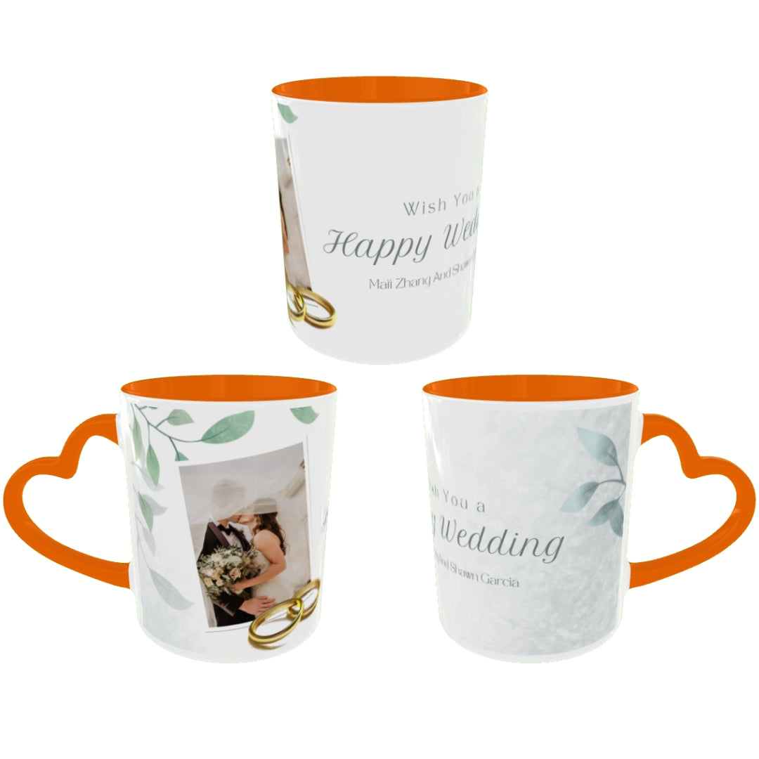 Customized Coffee Mugs in Orange ( Wedding Gift For Couple )
