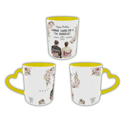Customized Coffee Mugs in Yellow ( Wedding Gift For Couple )