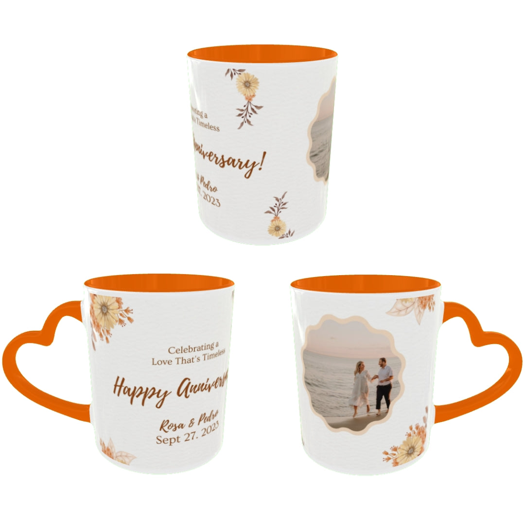 Customized Coffee Mugs For Couple in Orange ( anniversary )