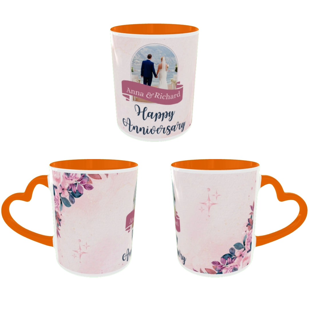 Customized Coffee Mugs For Couple in Orange ( anniversary )