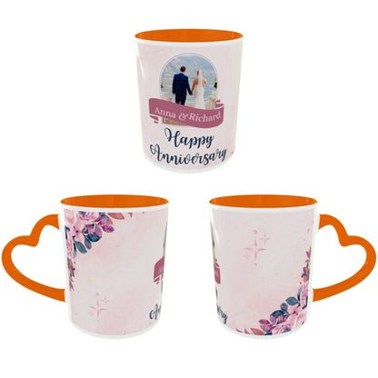 Customized Coffee Mugs For Couple in Orange ( anniversary )