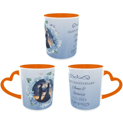 Customized Coffee Mugs For Couple in Orange ( anniversary )