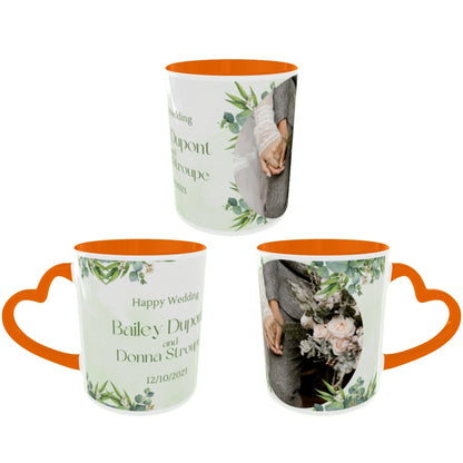 Customized Coffee Mugs in Orange ( Wedding Gift For Couple )