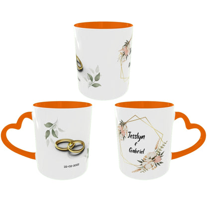 Customized Coffee Mugs in Orange ( Wedding Gift For Couple )