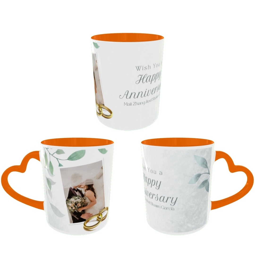 Customized Coffee Mugs For Couple in Orange ( anniversary )
