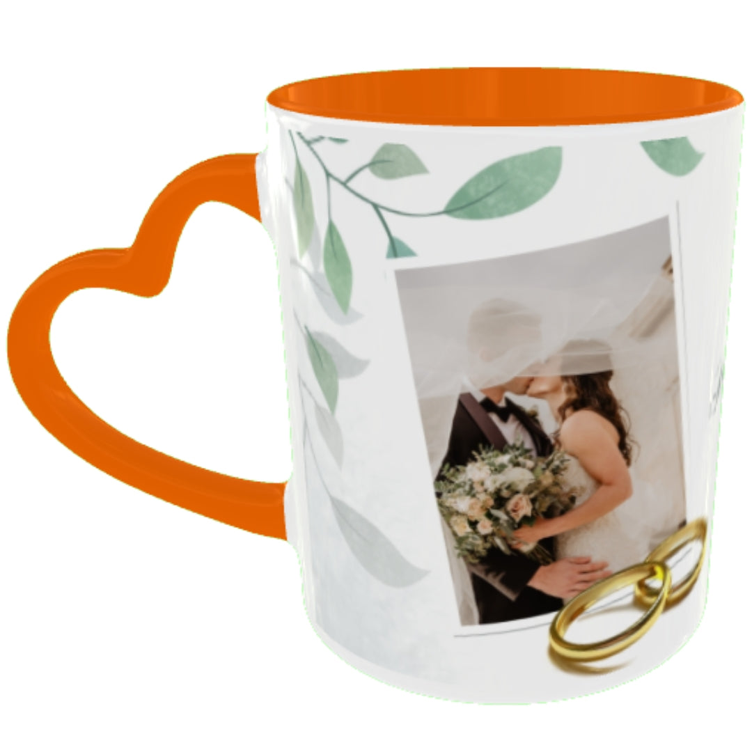 Customized Coffee Mugs in Orange ( Wedding Gift For Couple )