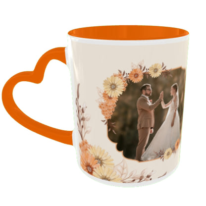 Customized Coffee Mugs in Orange ( Wedding Gift For Couple )