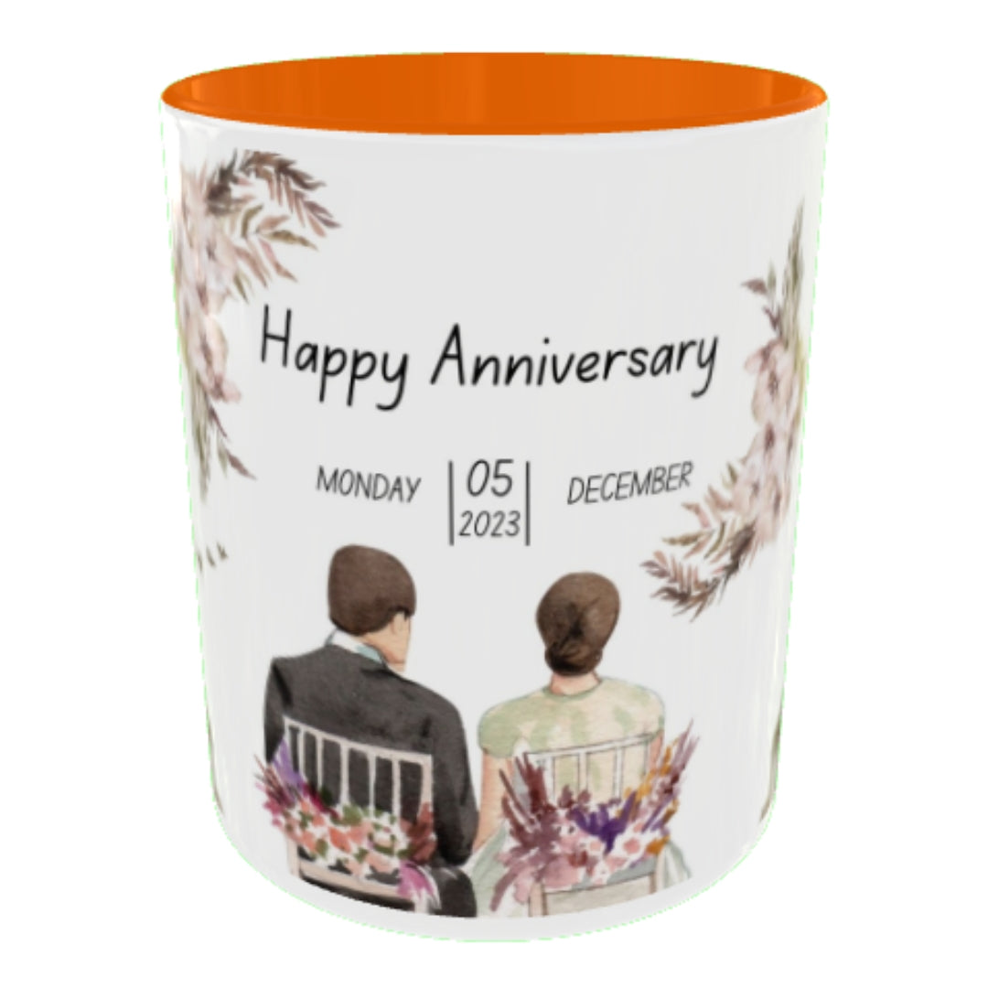Customized Coffee Mugs For Couple in Orange ( anniversary )