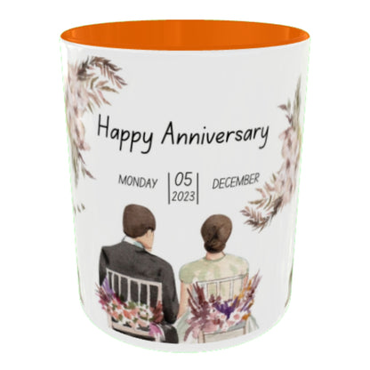 Customized Coffee Mugs For Couple in Orange ( anniversary )