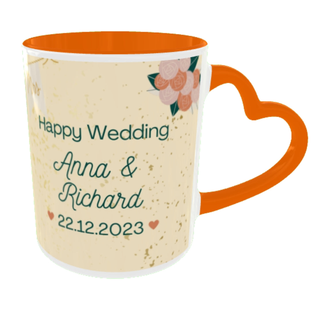 Customized Coffee Mugs in Orange ( Wedding Gift For Couple )