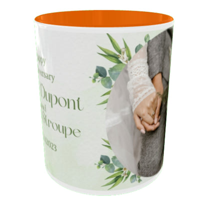 Customized Coffee Mugs For Couple in Orange ( anniversary )