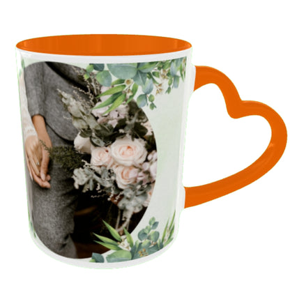 Customized Coffee Mugs in Orange ( Wedding Gift For Couple )