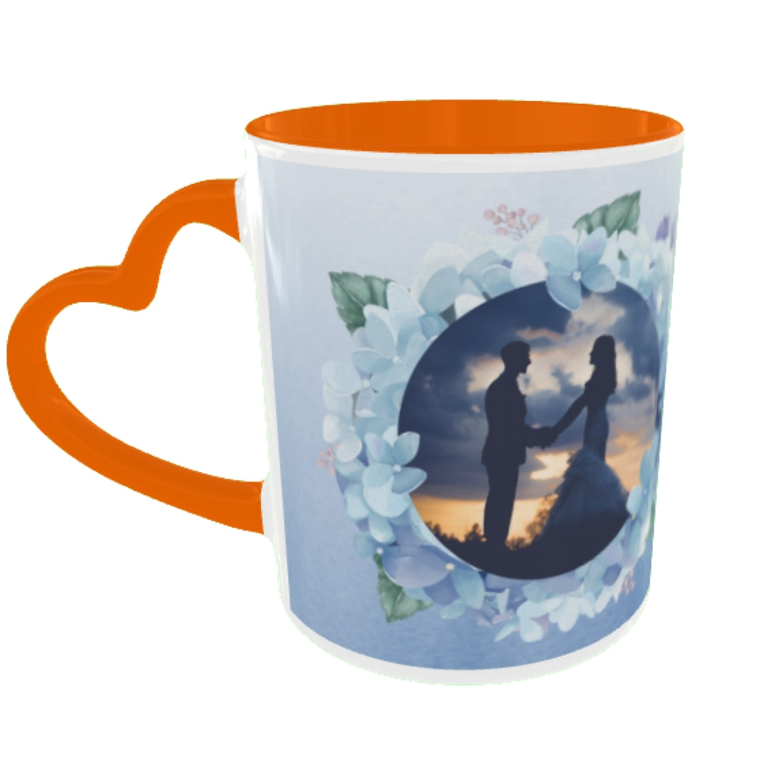 Customized Coffee Mugs in Orange ( Wedding Gift For Couple )