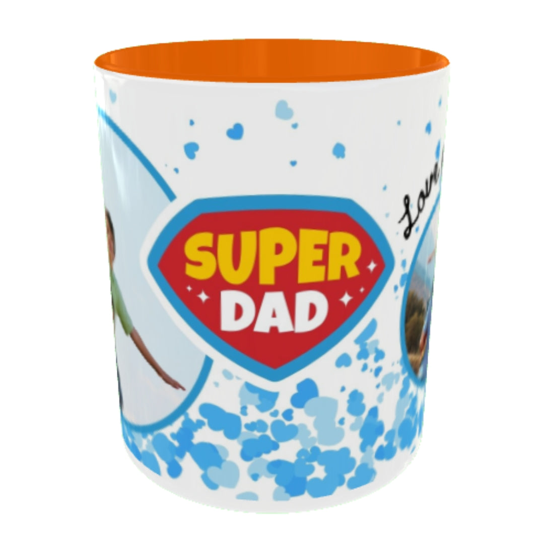 Customized Coffee Mugs For Dad in Orange ( Your Super Hero )