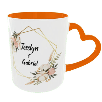 Customized Coffee Mugs in Orange ( Wedding Gift For Couple )
