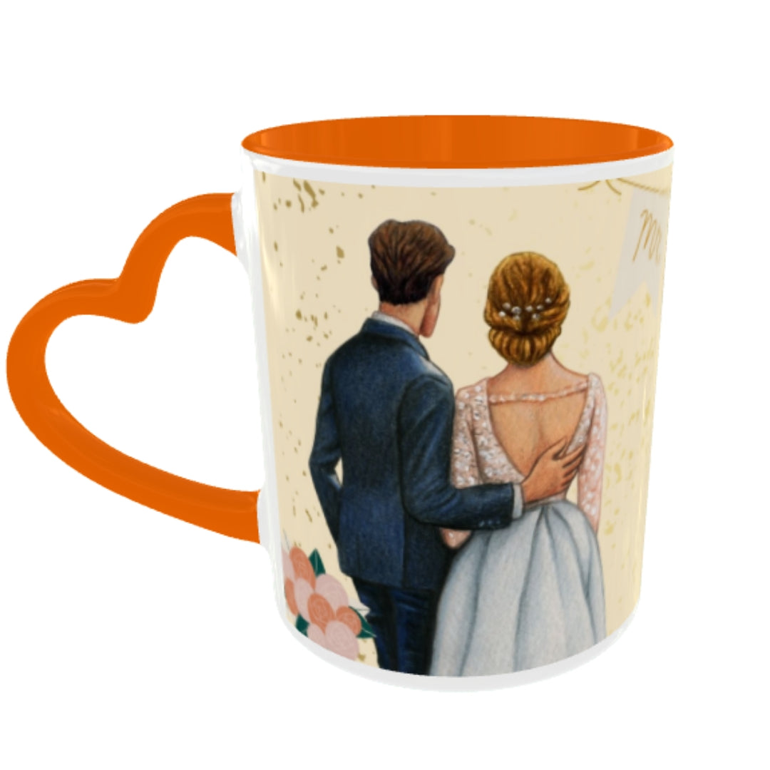Customized Coffee Mugs For Couple in Orange ( anniversary )