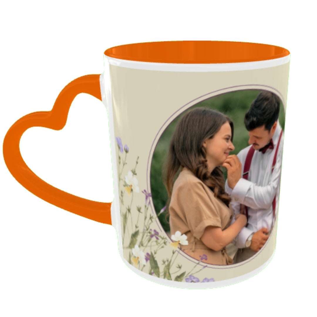 Customized Coffee Mugs in Orange ( Wedding Gift For Couple )