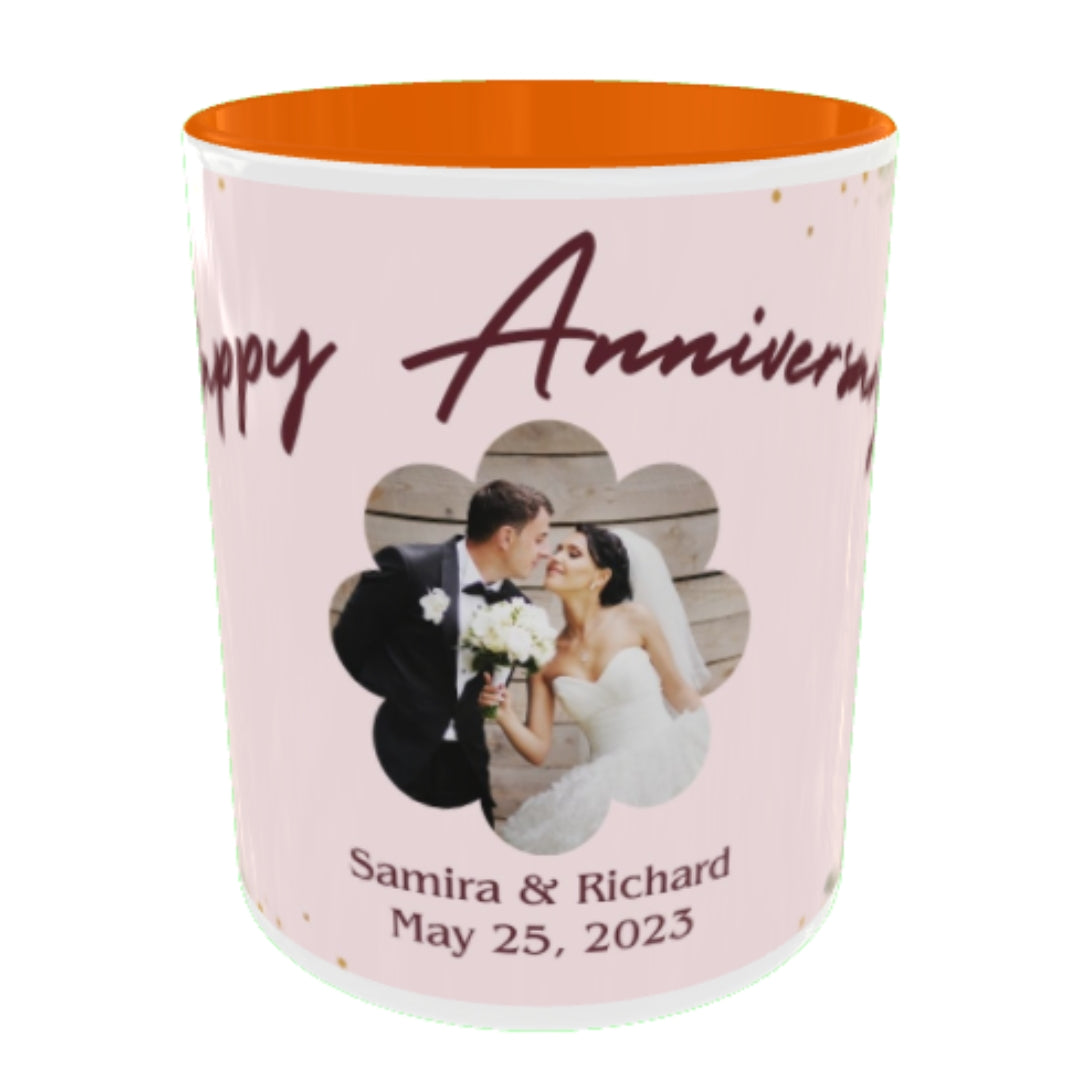 Customized Coffee Mugs For Couple in Orange ( anniversary )