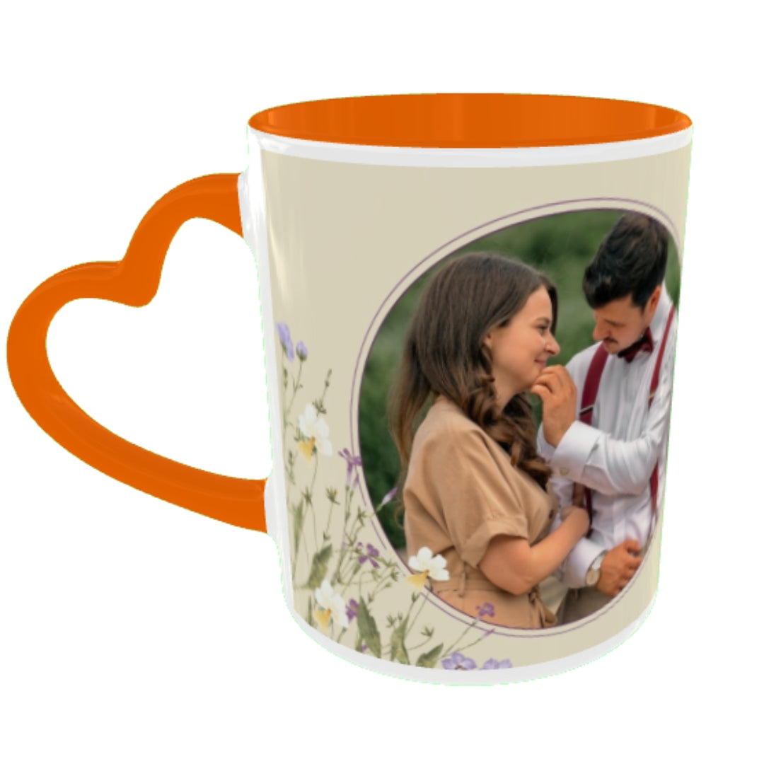 Customized Coffee Mugs For Couple in Orange ( anniversary )