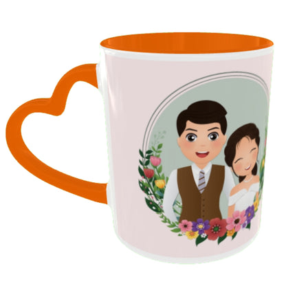 Customized Coffee Mugs in Orange ( Wedding Gift For Couple )
