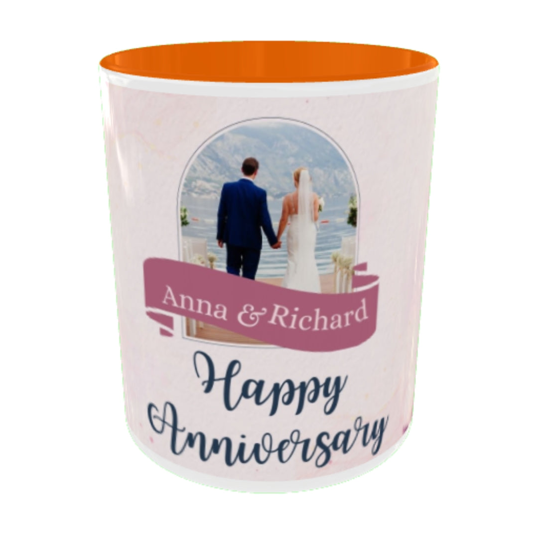 Customized Coffee Mugs For Couple in Orange ( anniversary )