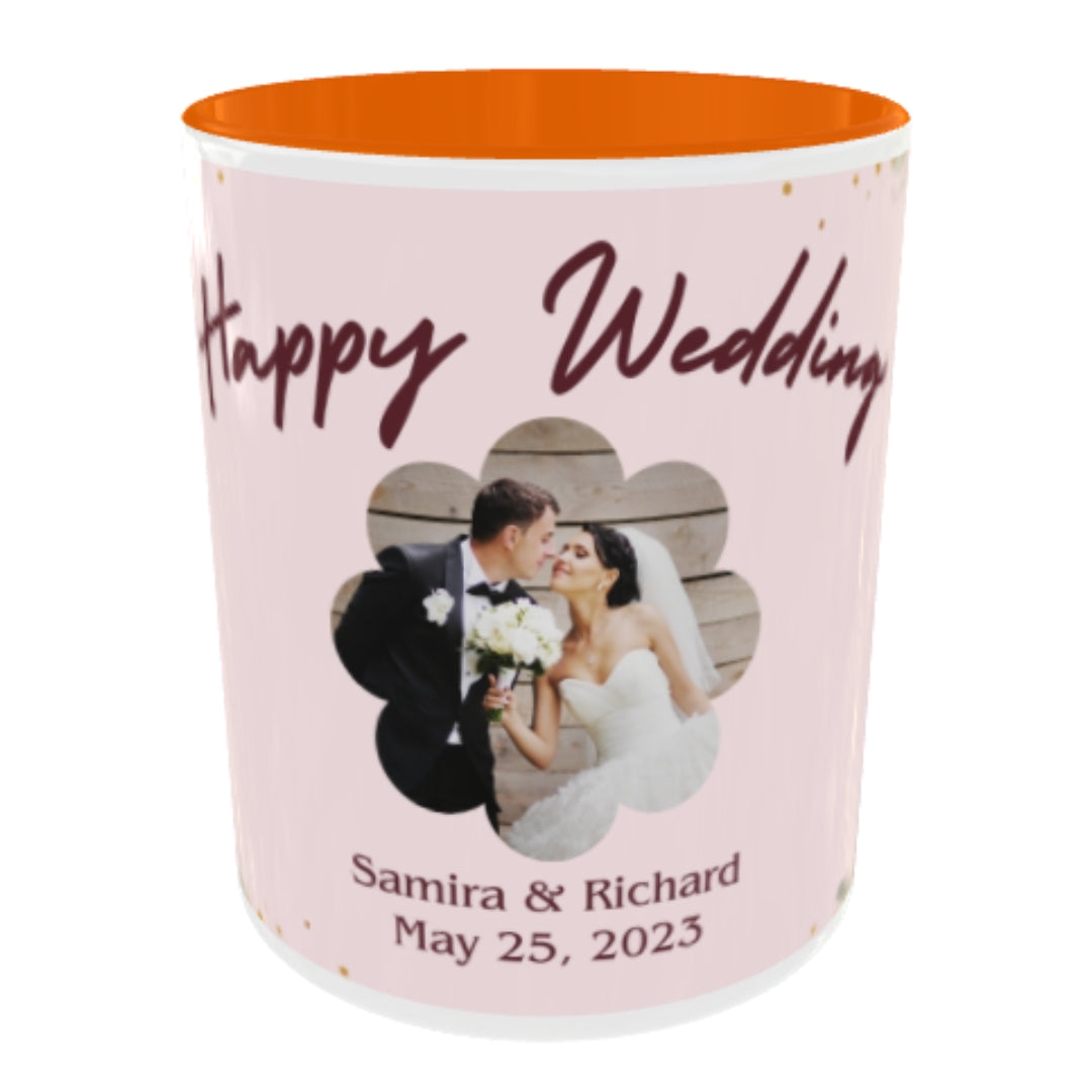 Customized Coffee Mugs in Orange ( Wedding Gift For Couple )